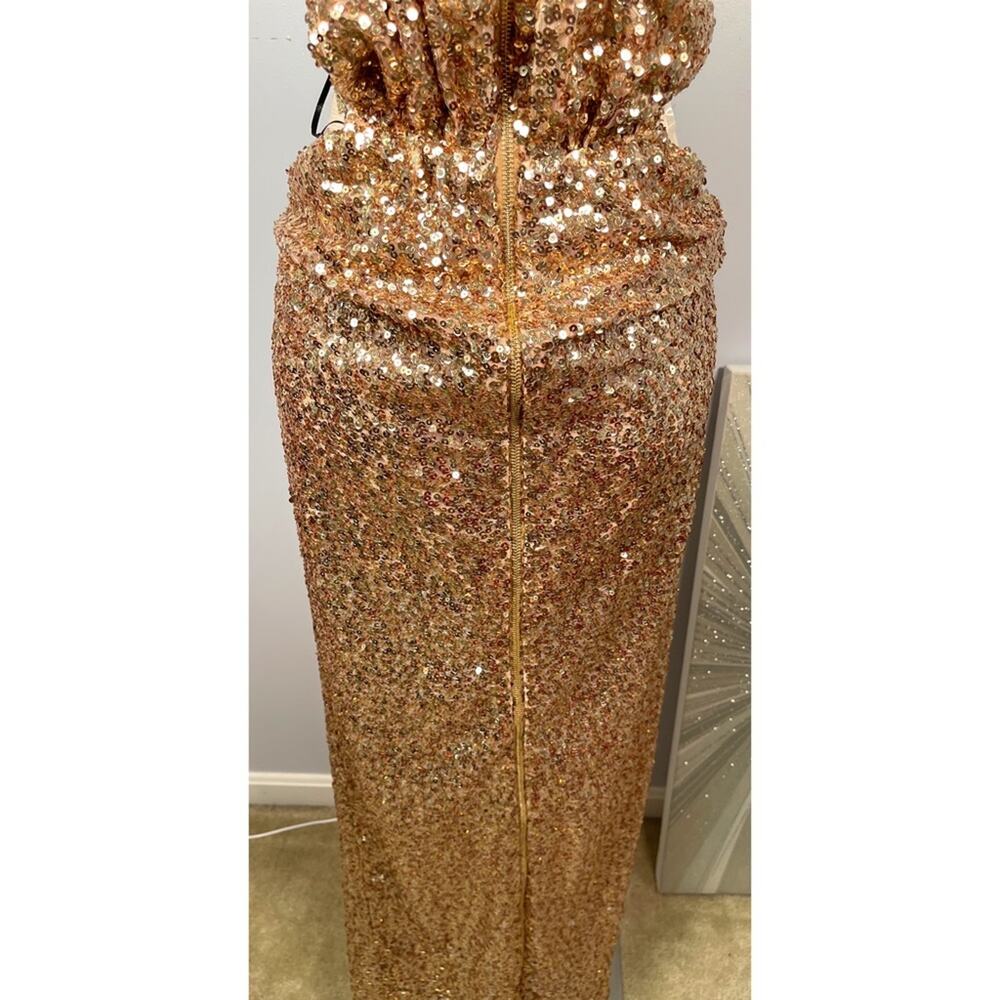 NWT Bronx and Banco SOL Elegant Gold Sequin Evening Gown - Picture 12 of 15